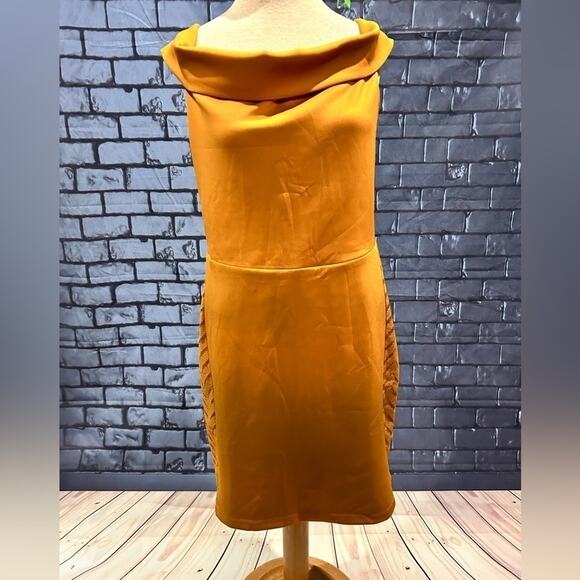 THALIA SODI Womens Gold Off Shoulder Short Cocktail Body Con Dress XL - Picture 3 of 7